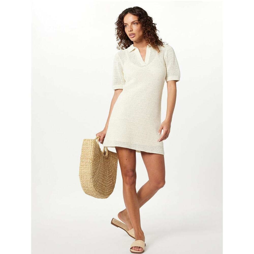 The Drop Womens Melia Collared Crochet Micro Mini Dress Size XS